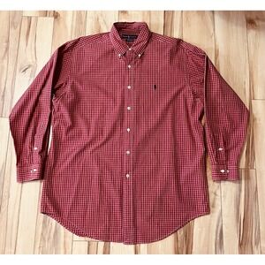 Ralph Lauren Men's Yarmouth Cotton Red Check Button Up Shirt 16 32/33